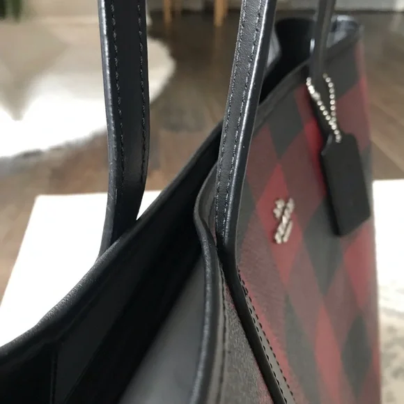 Coach City Tote Bag With Buffalo Plaid Print, 7271 - Picture 5 of 15